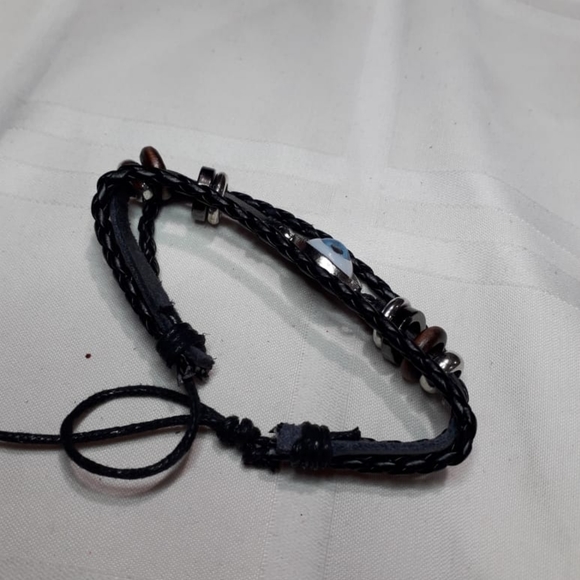 Blue EYE BALL Leather Wristband Bracelet - Picture 2 of 7